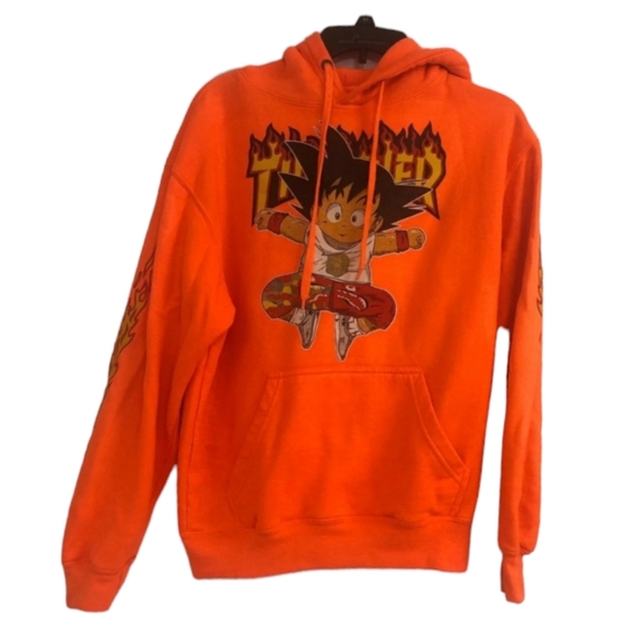 🔥 Southern Saltwater Men's Dragonball Z Goku Thrasher Hoodie Orange, Small 💥 - Picture 2 of 3